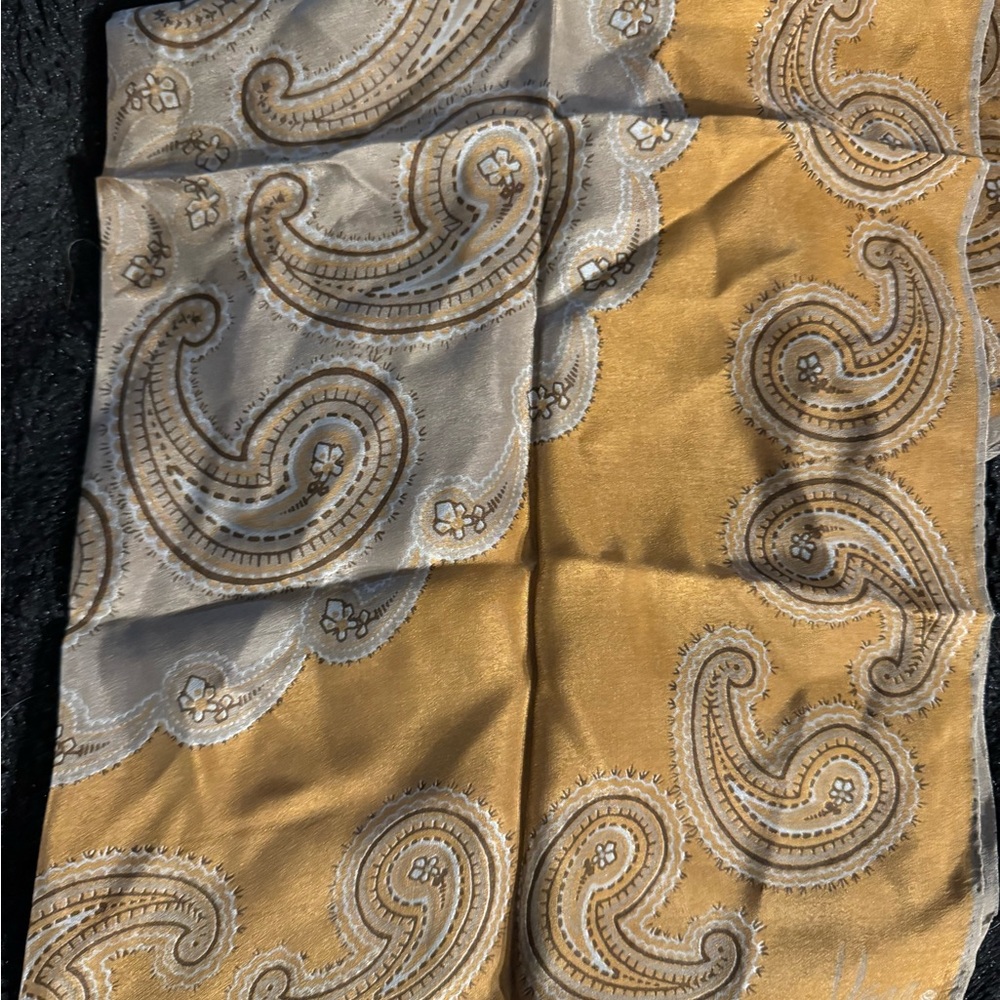 Silk Elegant Paisley Gold and Cream Scarf